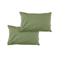 Thumbnail for Pair of Solid Colour Microfiber Standard Pillowcases 48x73cmx15cm (Flap) Olive