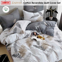 Thumbnail for Leaves Reversible Quilt Cover Set Queen
