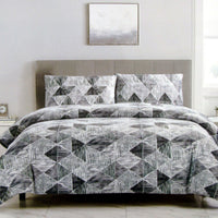 Thumbnail for Artex Charcoal Black Avery Lines Pattern Printed Microfiber Polyester Quilt Cover Set Queen