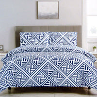 Thumbnail for Artex Navy Enzi Geometric Pattern Printed Microfiber Polyester Quilt Cover Set Queen