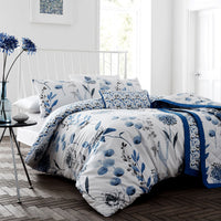 Thumbnail for Ink Floral Blue Quilt Cover Set King