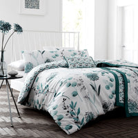 Thumbnail for Ink Floral Teal Quilt Cover Set King
