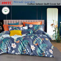 Thumbnail for 400TC Cotton Sateen Quilt Cover Set Mirade Garden King