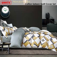 Thumbnail for 400TC Cotton Sateen Quilt Cover Set Modern Art Queen