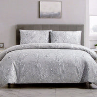 Thumbnail for Artex Silver Peony Floral Printed Microfiber Polyester Quilt Cover Set Queen