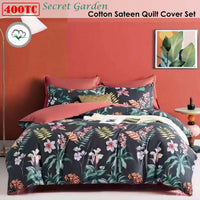 Thumbnail for 400TC Cotton Sateen Quilt Cover Set Secret Garden King
