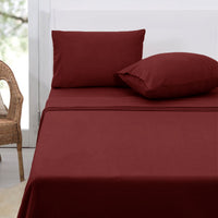 Thumbnail for Polar Fleece Sheet Set Double 30cm Wall Burgundy