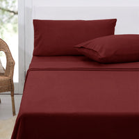 Thumbnail for Polar Fleece Sheet Set King 36cm Wall with King Pillowcases Burgundy