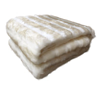 Thumbnail for Faux Fur Luxury Animal Throw Rug White Cream Chinchilla