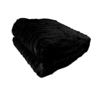 Thumbnail for Faux Fur Striped Throw Rug Black