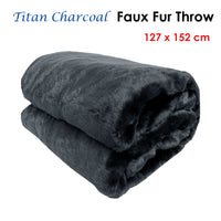 Thumbnail for Titan Charcoal Faux Fur Throw Rug 127 x 152 cm
