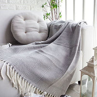 Thumbnail for Atlantis Herringbone Grey Knitted Throw Rug