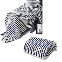 Thumbnail for Chains Navy Knitted Throw Rug