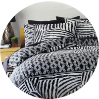 Thumbnail for Homeport Kenya Black Printed Geometric Quilt Cover Set Double