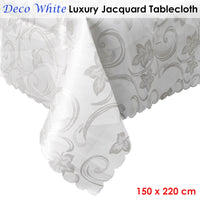 Thumbnail for Deco White Luxury Jacquard Tablecloth 150 x 220 cm