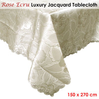 Thumbnail for Rose Ecru Luxury Jacquard Tablecloth 150 x 270 cm