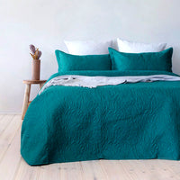 Thumbnail for Bambury Botanica Embossed Teal Coverlet Set Queen/King