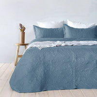 Thumbnail for Bambury Paisley Embossed Blue Coverlet Set Queen/King