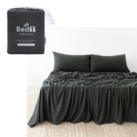 Thumbnail for BedT Organica Jersey Cotton-Blend Sheet Set Charcoal Queen