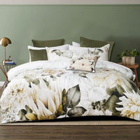 Thumbnail for Bianca Giselle White Cotton Sateen Quilt Cover Set Queen