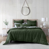 Thumbnail for Bianca Sussex Forest Green Cotton Waffle Quilt Cover Set Queen