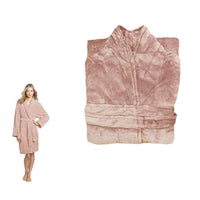 Thumbnail for 190GSM Ultra Soft Plush Fleece Bath Robe Dusty Rose M