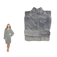 Thumbnail for 190GSM Ultra Soft Plush Fleece Bath Robe Grey XL