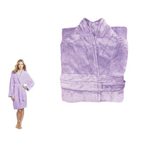 Thumbnail for 190GSM Ultra Soft Plush Fleece Bath Robe Lilac M