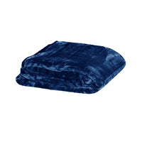Thumbnail for 375gsm 1 Ply Solid Faux Mink Blanket Queen 200x240 cm Navy
