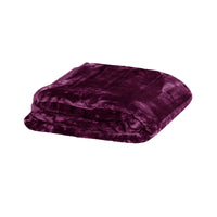 Thumbnail for 375gsm 1 Ply Solid Faux Mink Blanket Queen 200x240 cm Plum