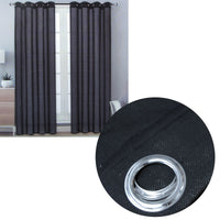 Thumbnail for Pair of Solid Colour Sheer Eyelet Curtains 137 x 213 cm Black