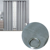 Thumbnail for Pair of Solid Colour Sheer Eyelet Curtains 137 x 213 cm Grey