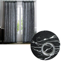 Thumbnail for Pair of Sheer Eyelet Curtains Black with Silver Foils 137 x 213 cm