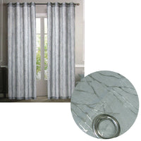 Thumbnail for Pair of Sheer Eyelet Curtains Grey with Silver Foils 137 x 213 cm