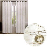 Thumbnail for Pair of Sheer Eyelet Curtains White with Gold Foils 137 x 213 cm