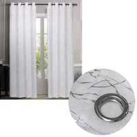 Thumbnail for Pair of Sheer Eyelet Curtains White with Silver Foils 137 x 213 cm