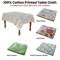 Thumbnail for Cotton Red Floral Oblong Table Cloth 150 x 230cm