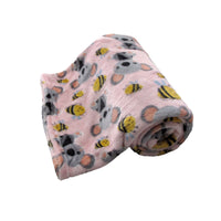 Thumbnail for 190GSM Girls Cute Ultra Soft Coral Fleece Throw 127 x 152cm Bees & Koalas