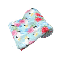 Thumbnail for 190GSM Fashion Printed Ultra Soft Coral Fleece Throw 127 x 152cm Cockatoo Sky Blue