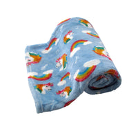 Thumbnail for 190GSM Girls Cute Ultra Soft Coral Fleece Throw 127 x 152cm Rainbow Unicorns