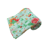 Thumbnail for 190GSM Fashion Printed Ultra Soft Coral Fleece Throw 127 x 152cm Tropical Floral Turquoise