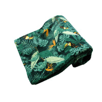 Thumbnail for 190GSM Fashion Printed Ultra Soft Coral Fleece Throw 127 x 152cm Tropical Jungle Green
