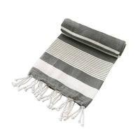 Thumbnail for Cotton Rich Large Turkish Beach Towel with Tassels 80cm x 155cm Black