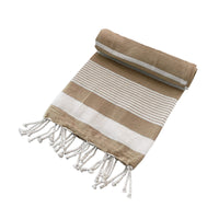 Thumbnail for Cotton Rich Large Turkish Beach Towel with Tassels 80cm x 155cm Brown