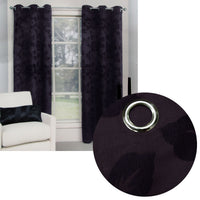 Thumbnail for Belmondo Provincial Pair of Eyelet unlined Jacquard Curtains 120 x 220cm each Aubergine