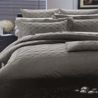 Thumbnail for Geometric Tuck Linen Polyester Cotton Quilt Cover Set Queen