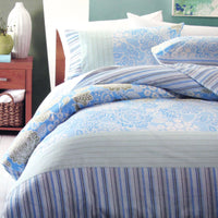 Thumbnail for 225TC Java Floral Blue Polyester Cotton Quilt Cover Set Single