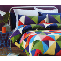 Thumbnail for Belmondo Pentagon Triangles Easy Care Quilt Cover Set Queen