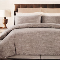 Thumbnail for Weaves Coffee Easy Care Quilt Cover Set Double
