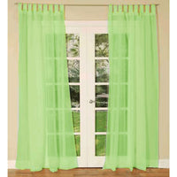 Thumbnail for Pair of Sheer Mosquito Net Tab Top Curtains 150 x 240 cm Lime